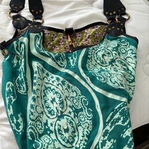 Nest Teal and Black Paisley Boho Tote Bag
